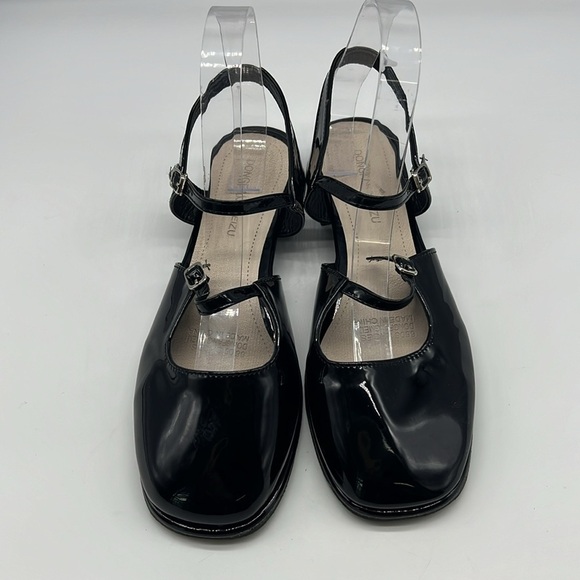 DONGFANGMEIZU - Double Strap Black Patent Square Toe Heeled Maryjane Size 40 - Picture 2 of 14